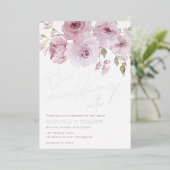 Blush & Silver Dusty Roos Wedding Folie Uitnodiging (Staand Voorkant)