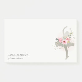 Blush Silver Floral Girl Dancer Academy Logo Post-it® Notes