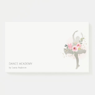 Blush Silver Floral Girl Dancer Academy Logo Post-it® Notes