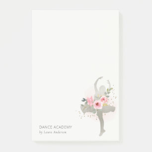 Blush Silver Floral Girl Dancer Academy Logo Post-it® Notes