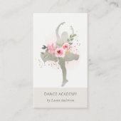 Blush Silver Floral Girl Dancer Academy Logo Visitekaartje (Voorkant)