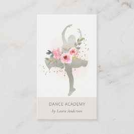 Blush Silver Floral Girl Dancer Academy Logo Visitekaartje
