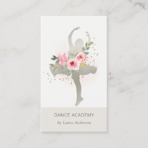 Blush Silver Floral Girl Dancer Academy Logo Visitekaartje