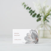 Blush Silver Magnolia White Business Card Visitekaartje (Staand voorkant)