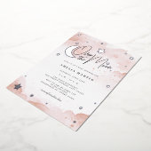 Blush Silver Over the Moon Baby shower Folie Uitnodiging (Gedraaid)