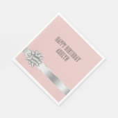 Blush Silver Ribbon Bow Verjaardag Servet (Hoek)