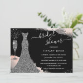 Blush Silver Sparkle Dress Vrijgezellenfeest Kaart (Staand voorkant)