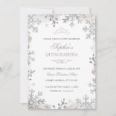 Blush Silver Winter Wonderland Quinceanera Kaart (Voorkant)