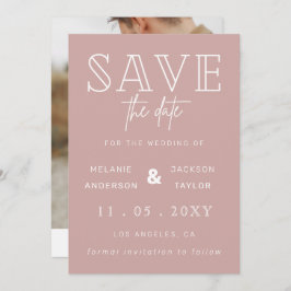 Blush Simple Calligraphy Photo Save the Date