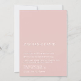 Blush Simple Elegant Modern Wedding Kaart