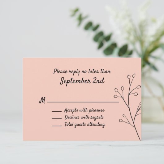 Blush Simple Floral Wedding RSVP (Staand voorkant)