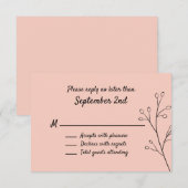 Blush Simple Floral Wedding RSVP Kaartje (Voorkant / Achterkant)