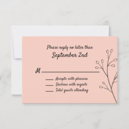 Blush Simple Floral Wedding RSVP Kaartje