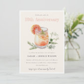 Blush Sinaasappel Groene Cocktail Elk jaar Jubileu Kaart (Staand voorkant)