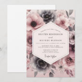 Blush Slate Moody Bloom Wedding Kaart (Voorkant / Achterkant)