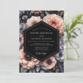 Blush & Slate Moody Floral Wedding Kaart (Staand voorkant)