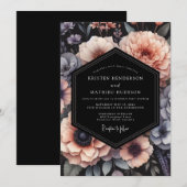 Blush & Slate Moody Floral Wedding Kaart (Voorkant / Achterkant)