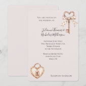 Blush sleutel tot mijn hart bruiloft kaart (Voorkant / Achterkant)