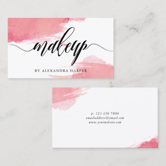Blush Smudges - Calligrafie Makeup Artist Visitekaartje (Voorkant / Achterkant)