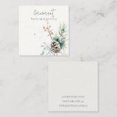 Blush Sneeuw Winter Berries Oorbel Stud Holder Vierkante Visitekaartje (Voorkant / Achterkant)