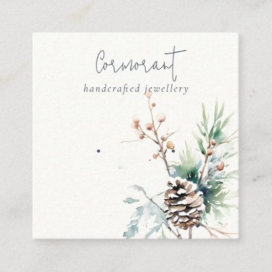Blush Sneeuw Winter Berries Oorbel Stud Holder Vierkante Visitekaartje (Voorkant)