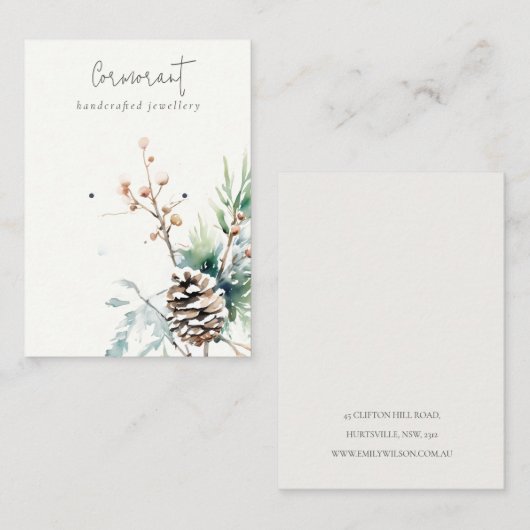 Blush Sneeuw Winter Berries Oorbel Stud Holder Visitekaartje (Voorkant / Achterkant)