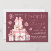 Blush Sneeuwvlok Kerstmis Favoriete Dingen Party Kaart (Voorkant)