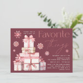 Blush Sneeuwvlok Kerstmis Favoriete Dingen Party Kaart (Staand voorkant)