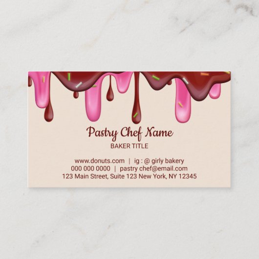 Blush Snoep bakkerij Pastry Chef Abstract Donut Visitekaartje (Achterkant)