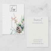 Blush Snow Winter Berries Logo Hair Pin Holder Visitekaartje (Voorkant / Achterkant)