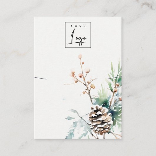Blush Snow Winter Berries Logo Ketting Houder Visitekaartje (Voorkant)