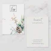 Blush Snow Winter Berries Logo Ketting Houder Visitekaartje (Voorkant / Achterkant)