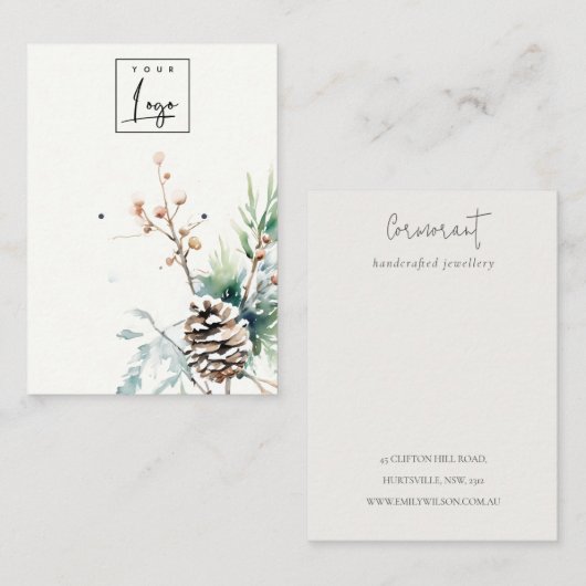 Blush Snow Winter Berries Logo Oorbel Stud Holder Visitekaartje (Voorkant / Achterkant)