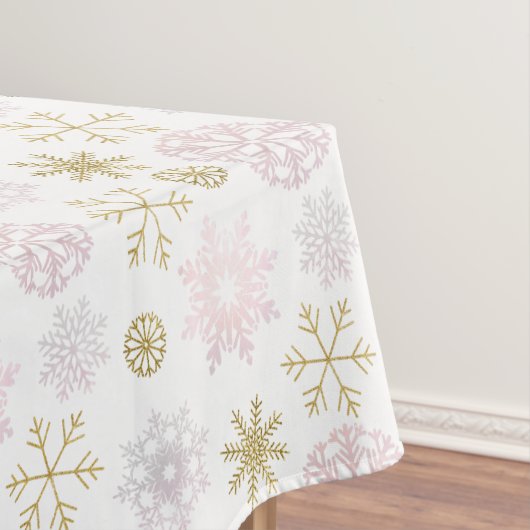 Blush Snowflake Winter Baby shower Tafelkleed (Voorbeeld)