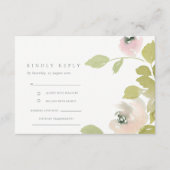 BLUSH SOFT PASTEL WATERVERF FLORAL WEDDING RSVP INFORMATIEKAARTJE (Voorkant)