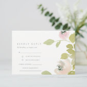 BLUSH SOFT PASTEL WATERVERF FLORAL WEDDING RSVP INFORMATIEKAARTJE (Staand voorkant)
