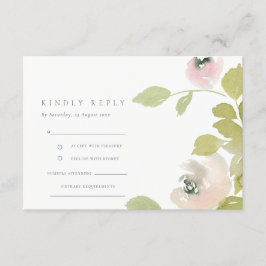 BLUSH SOFT PASTEL WATERVERF FLORAL WEDDING RSVP INFORMATIEKAARTJE