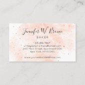 Blush Soft Pink Pastry Cake Baker Visitekaartje (Achterkant)