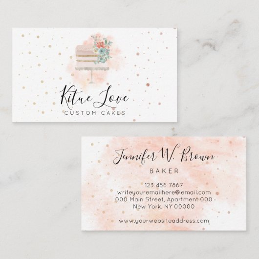 Blush Soft Pink Pastry Cake Baker Visitekaartje (Voorkant / Achterkant)