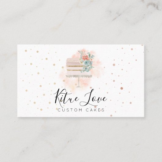 Blush Soft Pink Pastry Cake Baker Visitekaartje (Voorkant)