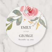 BLUSH SOFT PINK ROSE WATERVERF FLORAL WEDING BEDANKJES LABELS (Voorkant)