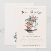 Blush Soft Stapelde bekertheeënfeest Bedankkaart (Voorkant / Achterkant)