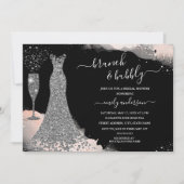 Blush Sparkle Jurk Brunch & Bubbly Bruidsfeest Kaart (Voorkant)