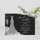 Blush Sparkle Jurk Brunch & Bubbly Bruidsfeest Kaart (Staand voorkant)