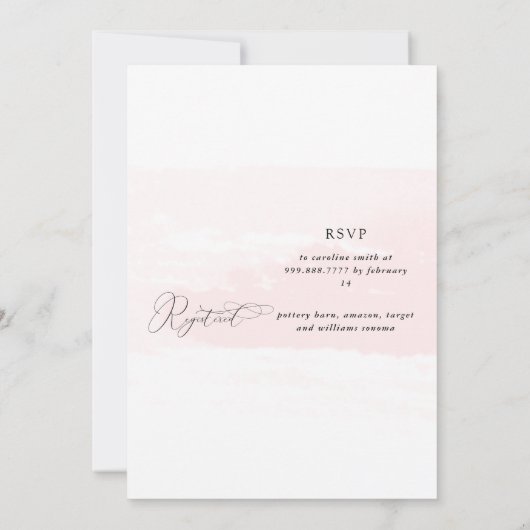 Blush Splash Elegant Bridal Shower Invitation Kaart (Achterkant)