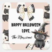 Blush Spoken en Katten Halloween Vierkante Sticker (Voorkant)