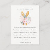 Blush Spoon Fork Floral Recipe Request Baby shower Informatiekaartje (Voorkant)