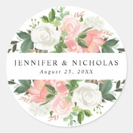 Blush Spring Bloem | Trouwen Ronde Sticker