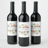Blush Spring Bloem | Trouwen Wijn Etiket (Flessen)