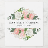 Blush Spring Bloem | Trouwen Wijn Etiket (Enkel label)